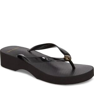 Authentic Tory Burch Glossy Black Platform Sandals size 8